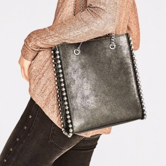 Zara metallic studded tote - Picture 1 of 7